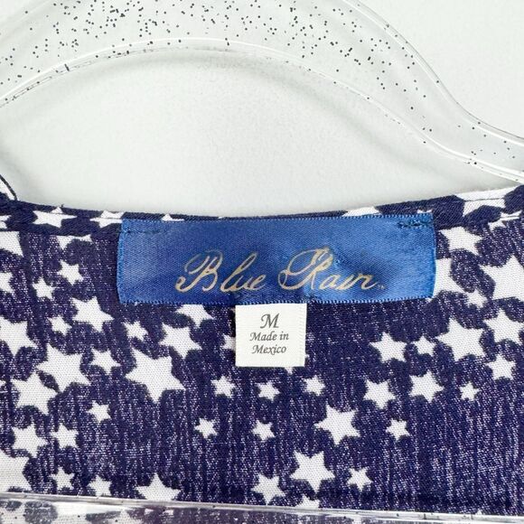 BLUE RAIN | Blue & White Star Print Strappt Kimono Patriotic Women’s Size Medium - Picture 5 of 7
